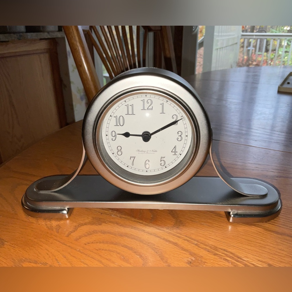 Sterling & Noble Small Silver Mantel Clock